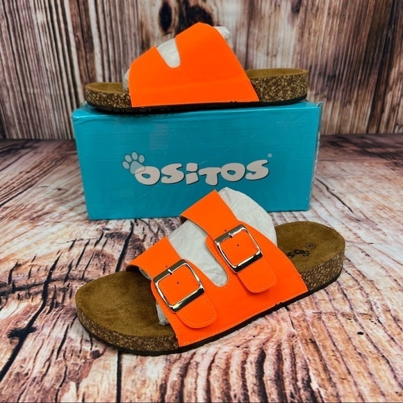 Ositos Bright Neon Orange Buckle Slide Sandals NIB Size 8 - Picture 12 of 13